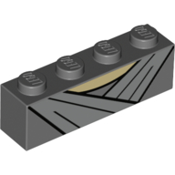 Visuel indicatif Rebrickable de Brique 1 x 4 avec des rayures gris bleuté clair et un motif imprimé de contours noirs épais (Rey) (Brick 1 x 4 with Light Bluish Gray Stripes and Thick Black Outlines Print (Rey))
