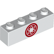 Visuel indicatif Rebrickable de Brique 1 x 4 avec motif imprimé symbole nucléaire rouge (Brick 1 x 4 with Red Nuclear Symbol Print)