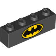 Visuel indicatif Rebrickable de Brique 1 x 4 avec motif imprimé Batman Logo (Brick 1 x 4 with Batman Logo Print)