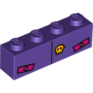 Visuel indicatif Rebrickable de Brique 1 x 4 avec Joker costume imprimé (Brick 1 x 4 with Joker Suit Print)