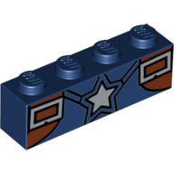 Visuel indicatif Rebrickable de Brique 1 x 4 avec capitaine america blanc star, harnais marron avec 2 boucles rectangulaires motif imprimé (Brick 1 x 4 with Captain America White Star, Brown Harness with 2 Rectangle Buckles Print)