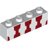Visuel indicatif Rebrickable de Brique 1 x 4 avec 3 bandes rouges foncées motif imprimé (Brick 1 x 4 with 3 Dark Red Stripes Print)