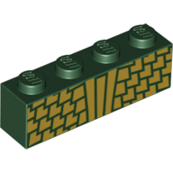 Visuel indicatif Rebrickable de Brique 1 x 4 avec motif imprimé Échelles d'or (Brick 1 x 4 with Gold Scales Print)