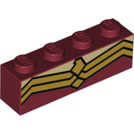 Visuel indicatif Rebrickable de Brique 1 x 4 avec motif imprimé or double lignes angulaires (Brick 1 x 4 with Gold Double Angular Lines Print)