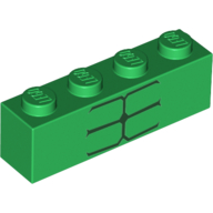 Visuel indicatif Rebrickable de Brique 1 x 4 avec 6 rayures noires motif imprimé (cul dessous de torse) (Brick 1 x 4 with 6 Black Stripes Print (Hulk Bottom Torso))