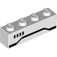 Visuel indicatif Rebrickable de Brique 1 x 4 avec 4 carrés noirs et bande noire (Stormtrooper) motif imprimé (Brick 1 x 4 with 4 Black Squares and Black Stripe (Stormtrooper) Print)