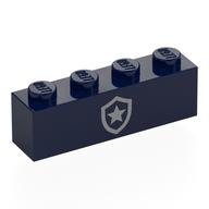Visuel indicatif Rebrickable de Brique 1 x 4 avec insigne de police argenté imprimé (Brick 1 x 4 with Silver Police Badge Print)