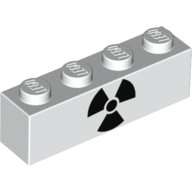 Visuel indicatif Rebrickable de Brique 1 x 4 avec logo de rayonnement nucléaire (Brick 1 x 4 with Nuclear Radiation Logo)