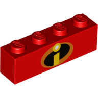 Visuel indicatif Rebrickable de Brique 1 x 4 avec motif imprimé logo 'I' incroyables (Brick 1 x 4 with 'I' Incredibles Logo Print)