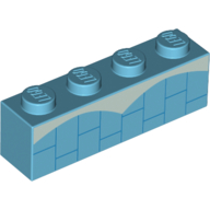 Visuel indicatif Rebrickable de Brique 1 x 4 avec des arcs blancs, motif de briques bleues imprimé (Brick 1 x 4 with White Arches, Blue Brick Pattern Print)
