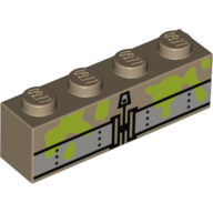 Visuel indicatif Rebrickable de Brique 1 x 4 avec ceinture gris bleuté clair, taches de vert citron imprimé (Brick 1 x 4 with Light Bluish Grey Belt, Lime Slime Stains Print)
