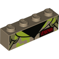 Visuel indicatif Rebrickable de Brique 1 x 4 avec col, 'VENKMAN', taches de vert citron imprimé (Brick 1 x 4 with Collar, 'VENKMAN', Lime Slime Stains Print)