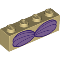 Visuel indicatif Rebrickable de Brique 1 x 4 avec motif imprimé 2 coquillages violets (Brick 1 x 4 with 2 Violet Seashells Print)