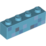 Visuel indicatif Rebrickable de Brique 1 x 4 avec motif imprimé bleu sable pixelisé, gris bleuté foncé et gris bleuté clair (Brick 1 x 4 with Pixelated Sand Blue, Dark Bluish Gray and Light Bluish Gray Squares Print)