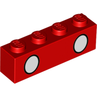 Visuel indicatif Rebrickable de Brique 1 x 4 avec 2 cercles blancs imprimé (Brick 1 x 4 with 2 White Circles Print)