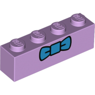 Visuel indicatif Rebrickable de Brique 1 x 4 avec motif imprimé noeud bleu foncé (krusty le clown) (Brick 1 x 4 with Dark Azure Bow Tie Print (Krusty the Clown))