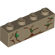 Visuel indicatif Rebrickable de Brique 1 x 4 avec motif imprimé écorce d'arbre (Brick 1 x 4 with Tree Bark Print)