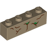 Visuel indicatif Rebrickable de Brique 1 x 4 avec motif imprimé écorce d'arbre (Brick 1 x 4 with Tree Bark Print)