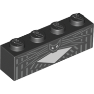 Visuel indicatif Rebrickable de Brique 1 x 4 avec lignes gris clair, motif imprimé Bat/Cat (Brick 1 x 4 with Light Bluish Grey Lines, Bat/Cat Print)