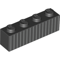 Visuel indicatif Rebrickable de Brique 1 x 4 avec motif imprimé rayures/lignes gris clair (Brick 1 x 4 with Light Bluish Grey Stripes/Lines Print)