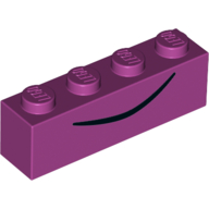Visuel indicatif Rebrickable de Brique 1 x 4 avec ligne courbe noire, bouche (Brick 1 x 4 with Black Curved Line, Mouth)