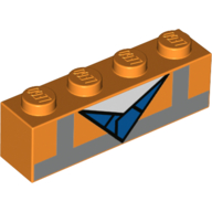 Visuel indicatif Rebrickable de Brique 1 x 4 avec gilet de sécurité orange, imprimé col en V bleu (Brick 1 x 4 with Orange Safety Vest, Blue V-Neck Print)