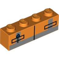 Visuel indicatif Rebrickable de Brique 1 x 4 avec gilet de sécurité orange, imprimé poches (Brick 1 x 4 with Orange Safety Vest, Pockets Print)
