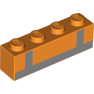 Visuel indicatif Rebrickable de Brique 1 x 4 avec gilet de sécurité orange, motif imprimé bande gris bleuté clair (Brick 1 x 4 with Orange Safety Vest, Light Bluish Gray Band Print)