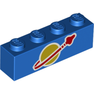 Visuel indicatif Rebrickable de Brique 1 x 4 avec le logo de l'espace classique imprimé (Brick 1 x 4 with Classic Space Logo Print)