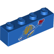 Visuel indicatif Rebrickable de Brique 1 x 4 avec le logo de l'espace classique délavé imprimé (Brick 1 x 4 with Faded Classic Space Logo Print)