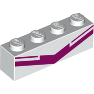 Visuel indicatif Rebrickable de Brique 1 x 4 avec motif imprimé rayures/lignes violet foncé (Brick 1 x 4 with Dark Purple Stripes/Lines Print)