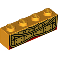Visuel indicatif Rebrickable de Brique 1 x 4 avec des décorations en or motif imprimé (monkie roi) (Brick 1 x 4 with Gold Decorations Print (Monkie King))