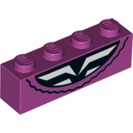 Visuel indicatif Rebrickable de Brique 1 x 4 avec cage thoracique blanche sous robe motif imprimé (Brick 1 x 4 with White Rib Cage Under Dress Print)