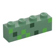 Visuel indicatif Rebrickable de Brique 1 x 4 avec motif imprimé vert foncé pixelisé et carrés vert vif (Brick 1 x 4 with Pixelated Dark Green and Bright Green Squares Print)