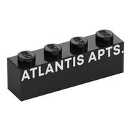 Visuel indicatif Rebrickable de Brique 1 x 4 avec motif imprimé 'ATLANTIS APTS' (Brick 1 x 4 with 'ATLANTIS APTS' Print)