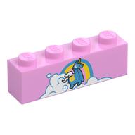 Visuel indicatif Rebrickable de Brique 1 x 4 avec motif imprimé lima sur les nuages (Brick 1 x 4 with Dark Azure Unicorn Llama on Clouds Print)