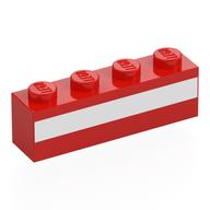 Visuel indicatif Rebrickable de Brique 1 x 4 avec motif imprimé à rayures blanches (Brick 1 x 4 with White Stripe Print)