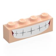 Brique 1 x 4 avec bouche, dents blanches sourire motif imprimé (Brick 1 x 4 with Mouth, White Teeth Grin Print)