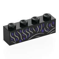 Visuel indicatif Rebrickable de Brique 1 x 4 avec robe, Argent / Violet foncé Décorations motif imprimé (Brick 1 x 4 with Dress, Silver/Dark Purple Decorations Print)