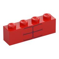 Visuel indicatif Rebrickable de Brique 1 x 4 avec 6 rayures rouges foncées imprimé (bas du torse en peau rouge) (Brick 1 x 4 with 6 Dark Red Stripes Print (Red Hulk Bottom Torso))