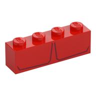 Visuel indicatif Rebrickable de Brique 1 x 4 avec 2 rayures rouges foncées imprimé (rouge Hulk haut de torse) (Brick 1 x 4 with 2 Dark Red Stripes Print (Red Hulk Top Torso))