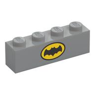 Visuel indicatif Rebrickable de Brique 1 x 4 avec logo Batman jaune/noir sur les deux côtés motif imprimé (Brick 1 x 4 with Yellow/Black Batman Logo on Both Sides Print)
