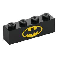 Visuel indicatif Rebrickable de Brique 1 x 4 avec motif imprimé jaune Batman Logo (Brick 1 x 4 with Yellow Batman Logo Print)