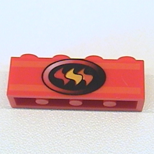 Visuel indicatif Rebrickable de Brique 1 x 4 avec feu logo imprimé (Brick 1 x 4 with Fire Logo Print)