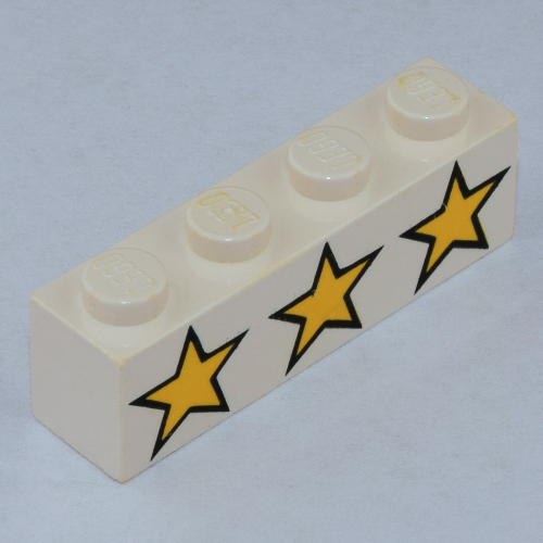 Visuel indicatif Rebrickable de Brique 1 x 4 avec 3 étoiles jaunes imprimé (Brick 1 x 4 with 3 Yellow Stars Print)