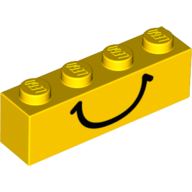Visuel indicatif Rebrickable de Brique 1 x 4 avec motif imprimé sourire noir (Brick 1 x 4 with Black Smile Print)