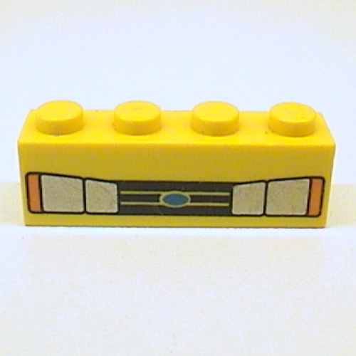 Visuel indicatif Rebrickable de Brique 1 x 4 avec phares de voiture et motif imprimé ovale bleu (Brick 1 x 4 with Car Headlights and Blue Oval Print)