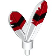 Chapeau accessoire plume / plumes avec connecteur et pointe rouge avec motif imprimé à rayures noires (Headwear Accessory Plume / Feathers with Pin and Red Tip with Black Stripe Print)