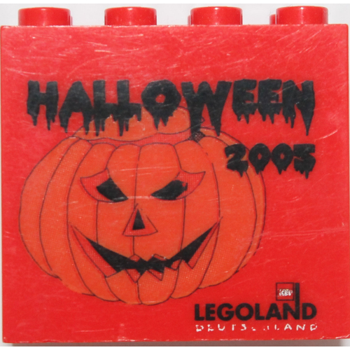 Visuel indicatif Rebrickable de Brique 2 x 4 x 3 avec 'LEGOLAND Deutschland HALLOWEEN 2005', Motif imprimé citrouille (Brick 2 x 4 x 3 with 'LEGOLAND Deutschland HALLOWEEN 2005', Pumpkin Print)