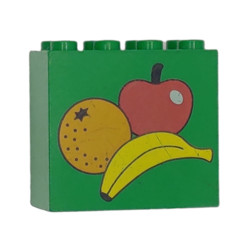Visuel indicatif Rebrickable de Brique 2 x 4 x 3 avec motif imprimé pomme, banane et orange (Brick 2 x 4 x 3 with Apple, Banana and Orange Print)